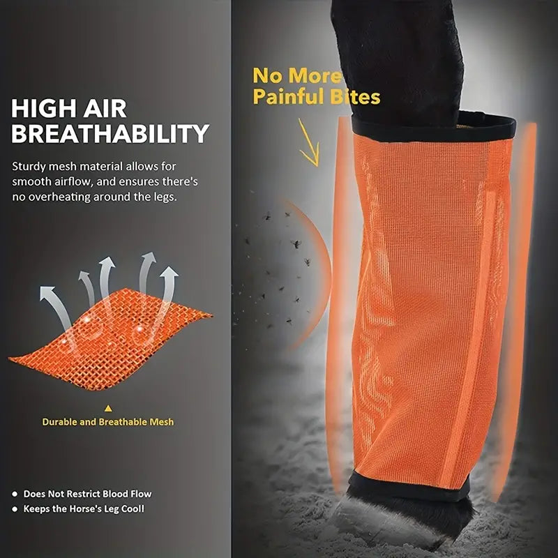 FunRiding Fly Boots for Horses Set of 4, Breathable Plastic Mesh Design Reduce Stomping, Hoof Damage and Leg Fatigue
