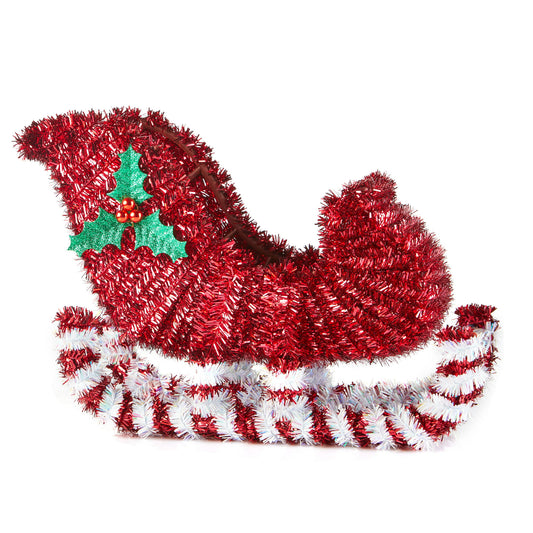 Holiday Time 3D Young Craft Tinsel Sleigh, 13", Red