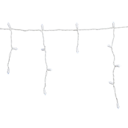 Cool White LED Icicle Christmas Lights with White Wire, 70 Count, 11.4 Feet