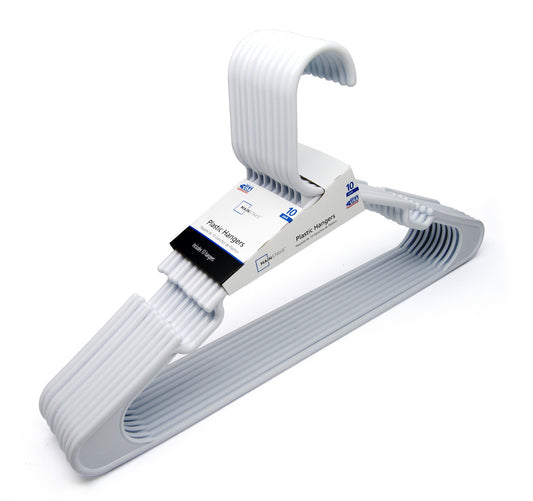 Lot 100 Mainstays Plastic Tubular Slotted White Adult Clothing Clothes Hangers