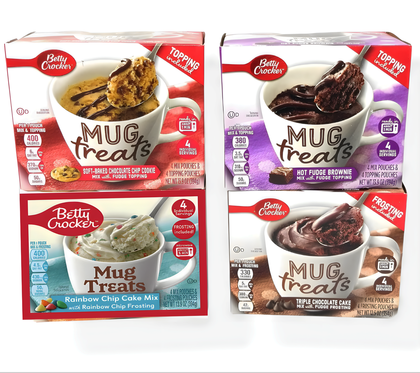 Betty Crocker Mug Treats Muffin & Cake Mixes - Microwave - Pack of 4