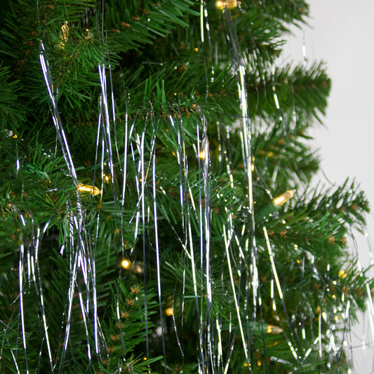 Box of 1000 18 inch strands of silver tinsel icicles for decorating holiday tree
