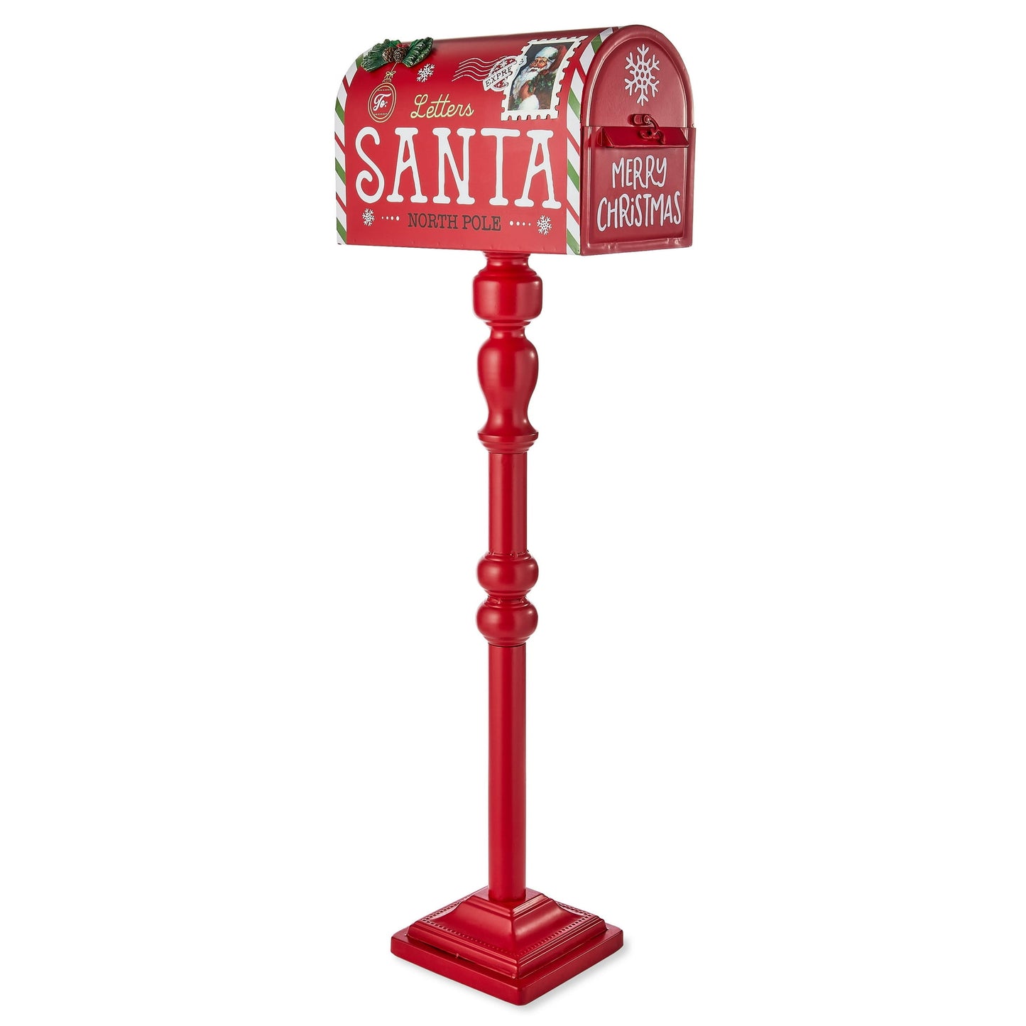 Celebrations Santa Mail Box Christmas Decor Metal 38inch charismas Outdoor Decorations - Pack of 1 - Holiday Decoration