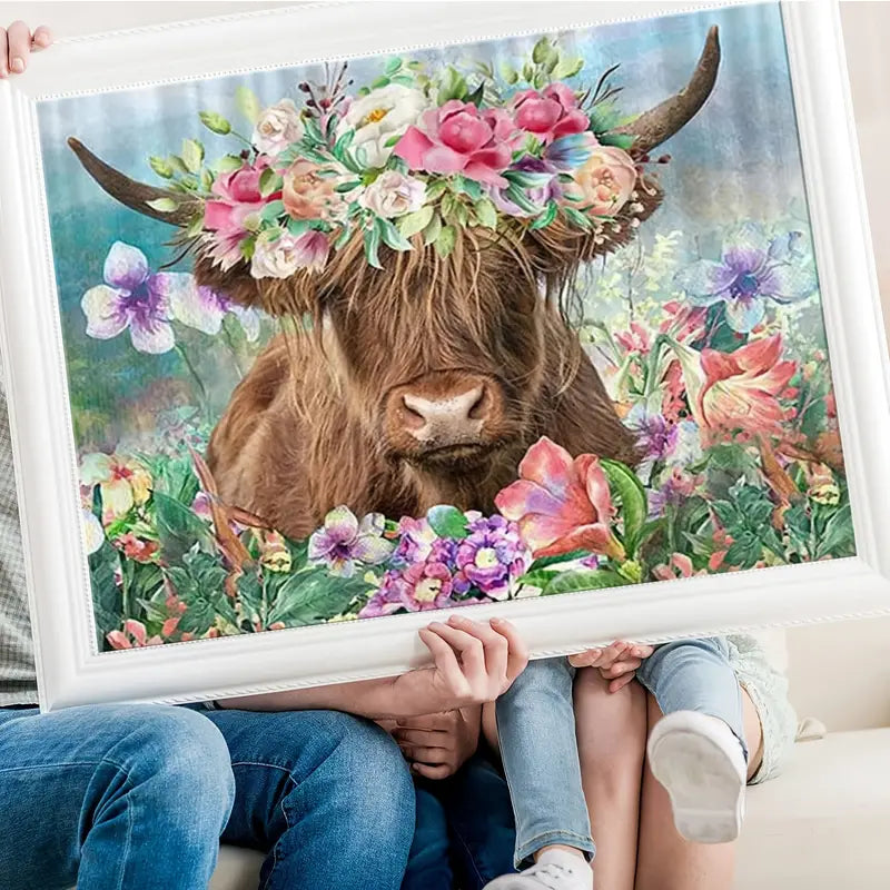 Gem Art Painting with Diamonds Dots Home Wall Décor Cow