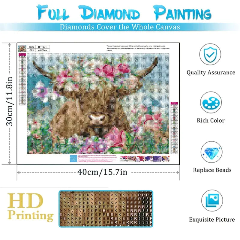 Gem Art Painting with Diamonds Dots Home Wall Décor Cow