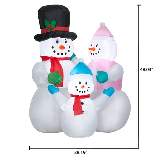 Holiday Time Snowman Family Scene Inflatable Decoration, (119388)