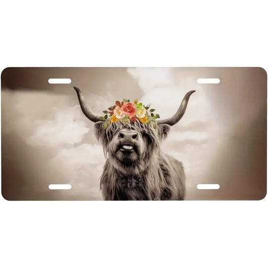 Highland Cow Decorative License Plate
