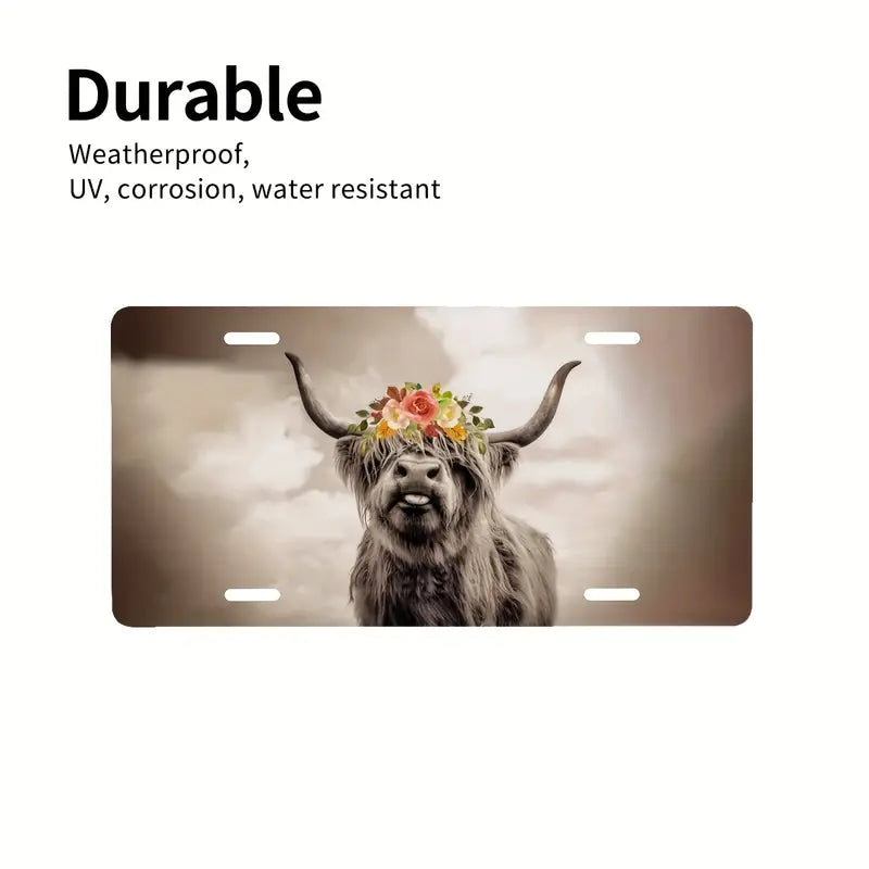 Highland Cow Decorative License Plate