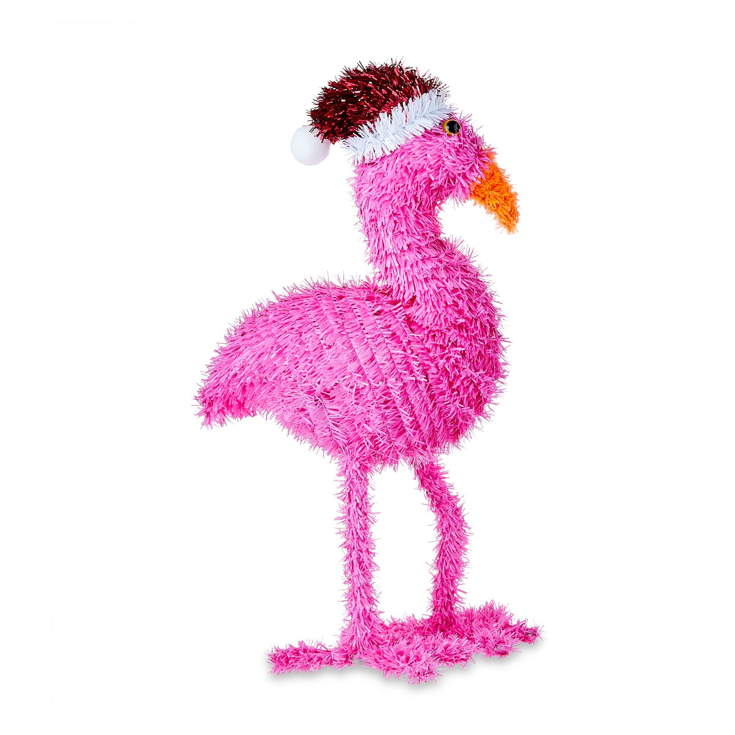 Holiday Time Tinsel Flamingo with Santa Hat – Perfect for Indoor Christmas Decoration, Pink Flamingo Yard Décor, Perfect Gift for Flamingo Enthusiasts - Holiday Decor
