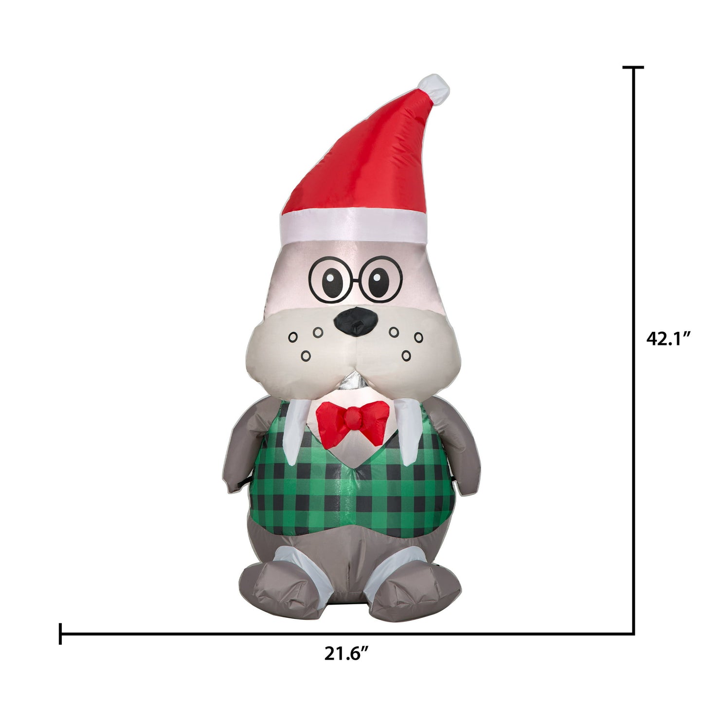 Wally Walrus with Santa Hat and Bowtie Christmas Inflatable by Gemmy