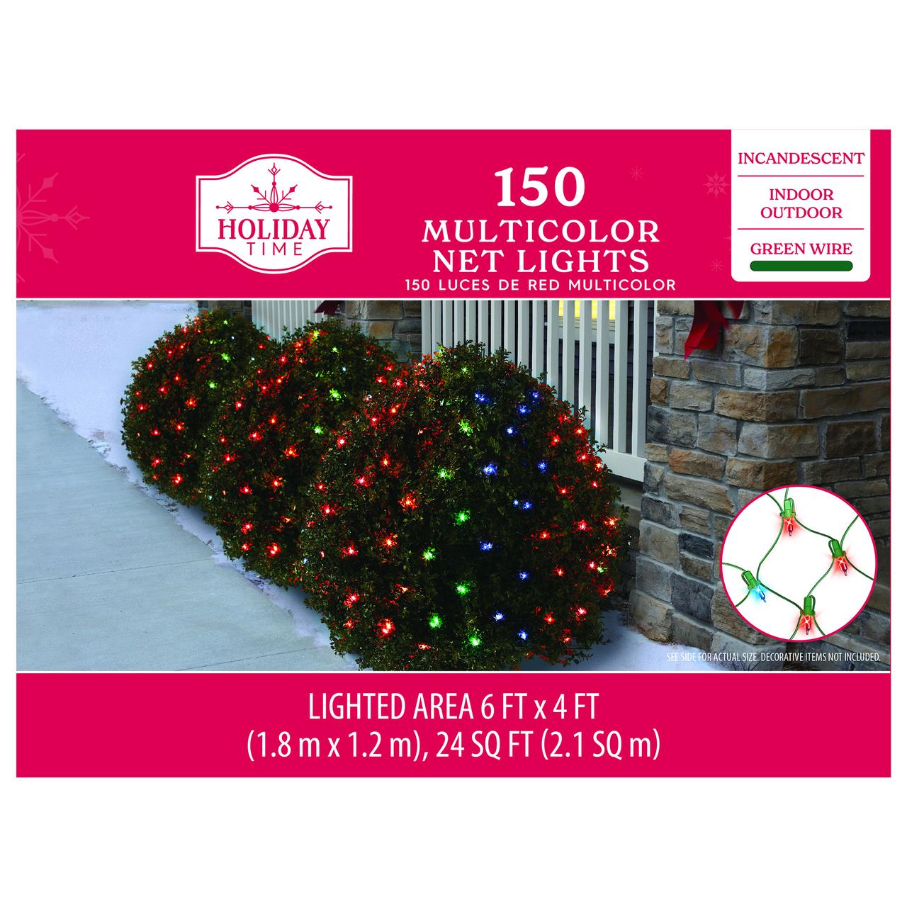 Holiday Multi-Color Net Lights - 6ft x 4ft - 150 Lights