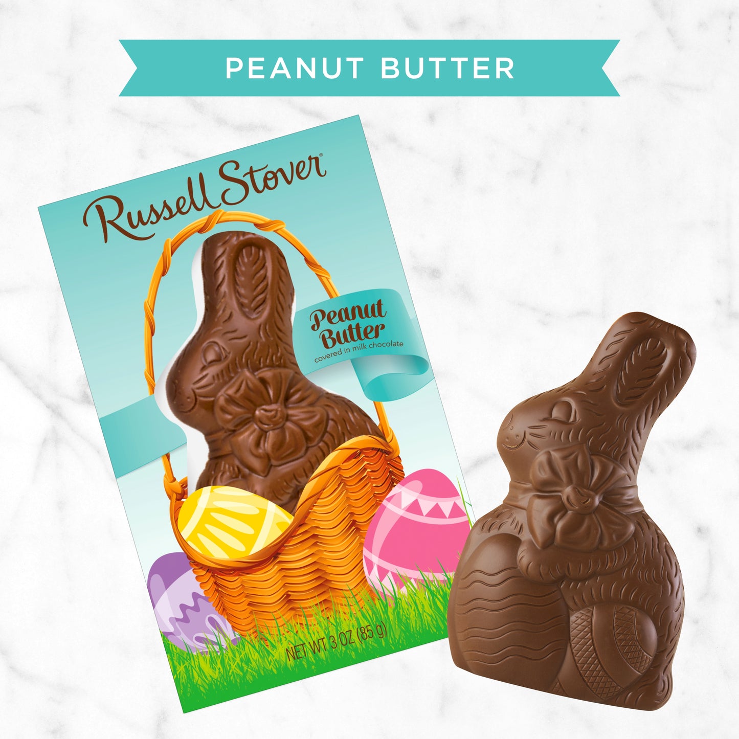 Russell Stover Milk Chocolate Peanut Butter Rabbit, 3 Ounce