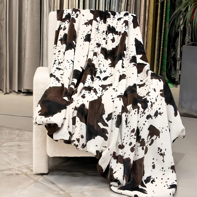 Soft & Warm Cow Print Blanket - Perfect for Bed, Couch, Office, Camping & More!