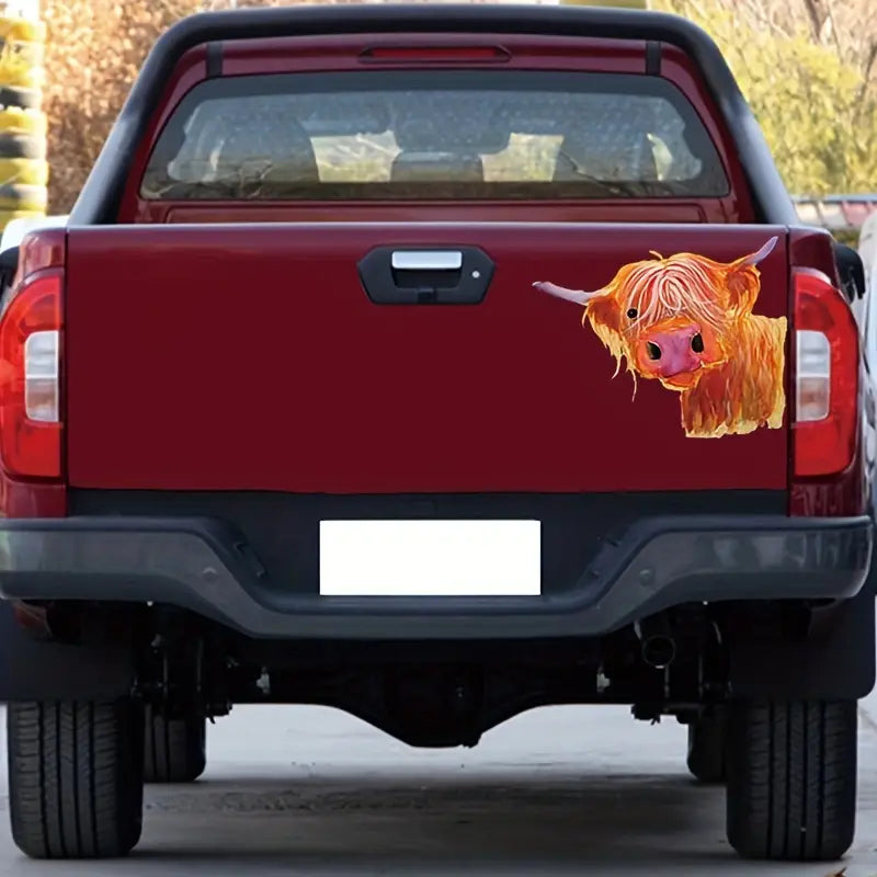 1pc 5 Inch Cute Highland Cattle Cow Car Sticker