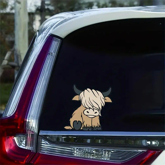 1pc 5 Inch Cute Highland Cow Car Sticker